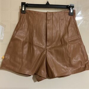 DO+BE High Waist Tan Leather Shorts